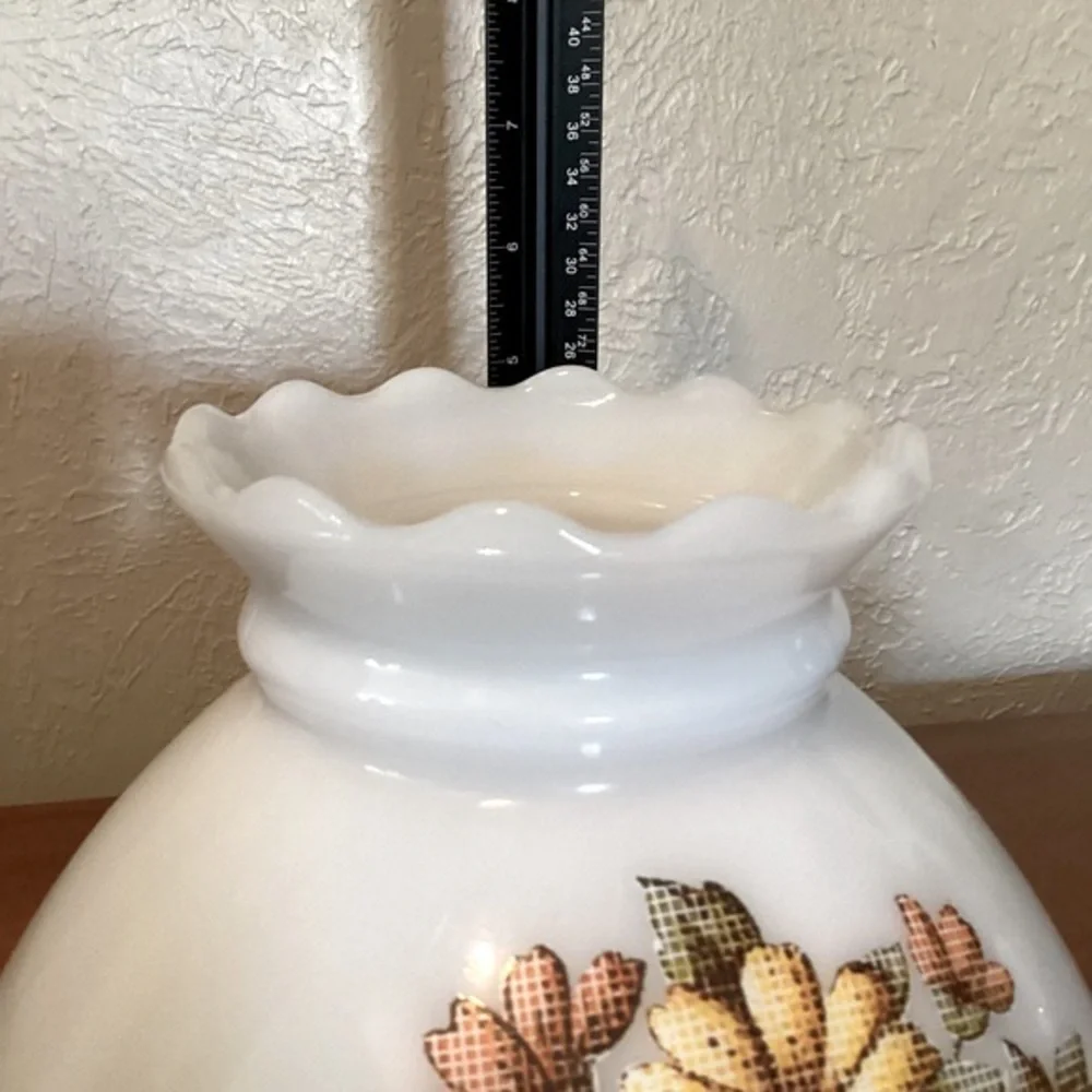 Hurricane Lamp Shade REPLACEMENT Vintage Milk Glass Pink Yellow Green Florals